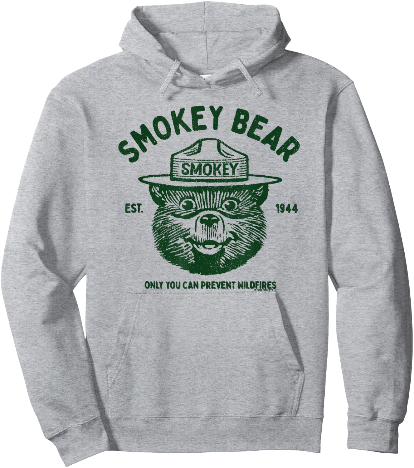 Vintage Smokey Bear Logo Only You Can Prevent Wildfires Hoodie - Hoodie | Ash