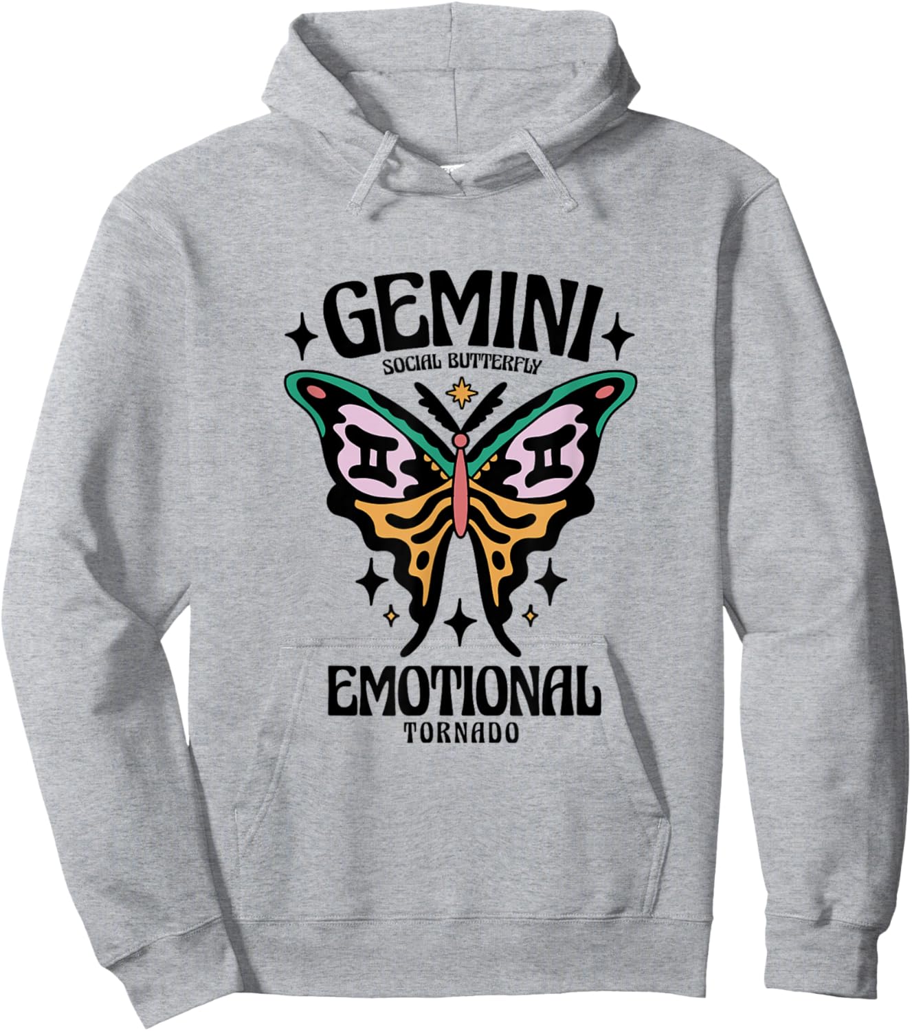 Gemini Social Butterfly Emotional Tornado Apparel Hoodie - Hoodie | Ash