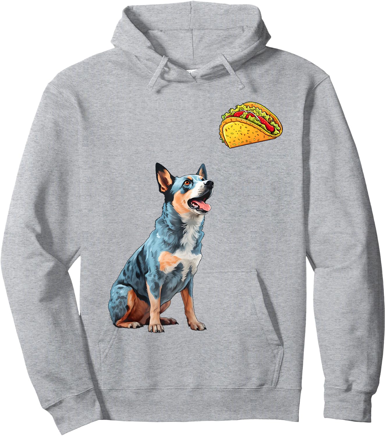 Blue Heeler Staring At Tacos, Funny Blue Heeler Hoodie - Hoodie | Ash