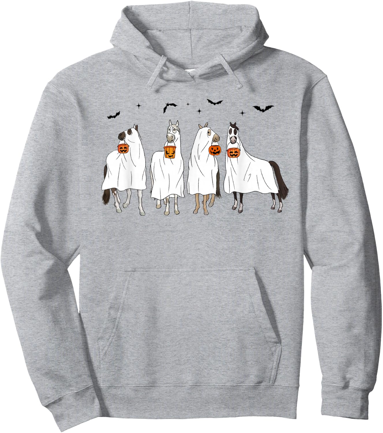 Halloween Horse Ghost Horse Western Spooky Horse Pumpkins Hoodie - Hoodie | Ash