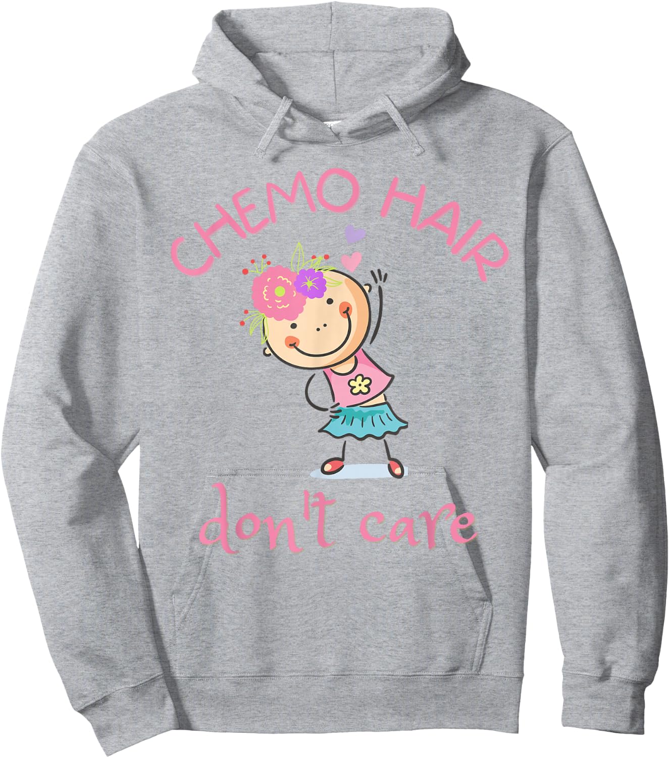 Chemo Hair Don't Care, Cancer Girl Bald Head Flowers Hoodie - Hoodie | Ash