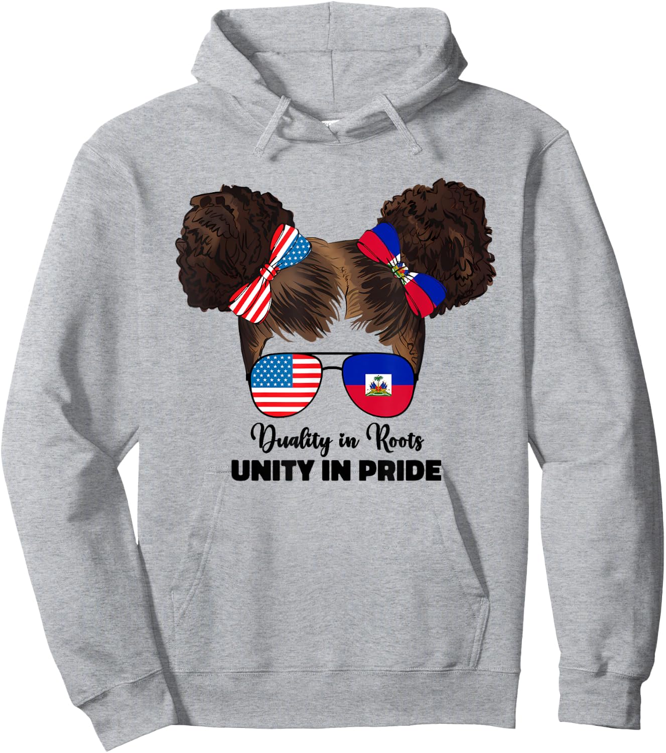 Half Haitian And American America Haiti Usa Flag Kids Girl Hoodie - Hoodie | Ash