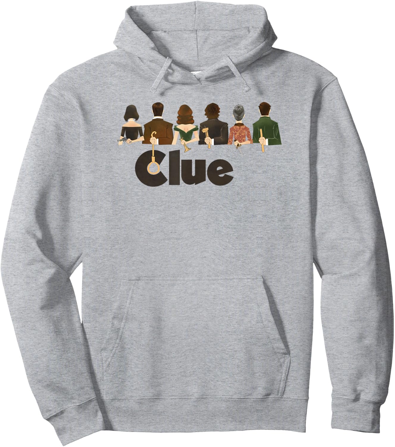Clue Characters Hiding Their Weapons On Their Backs Lineup Hoodie - Hoodie | Ash