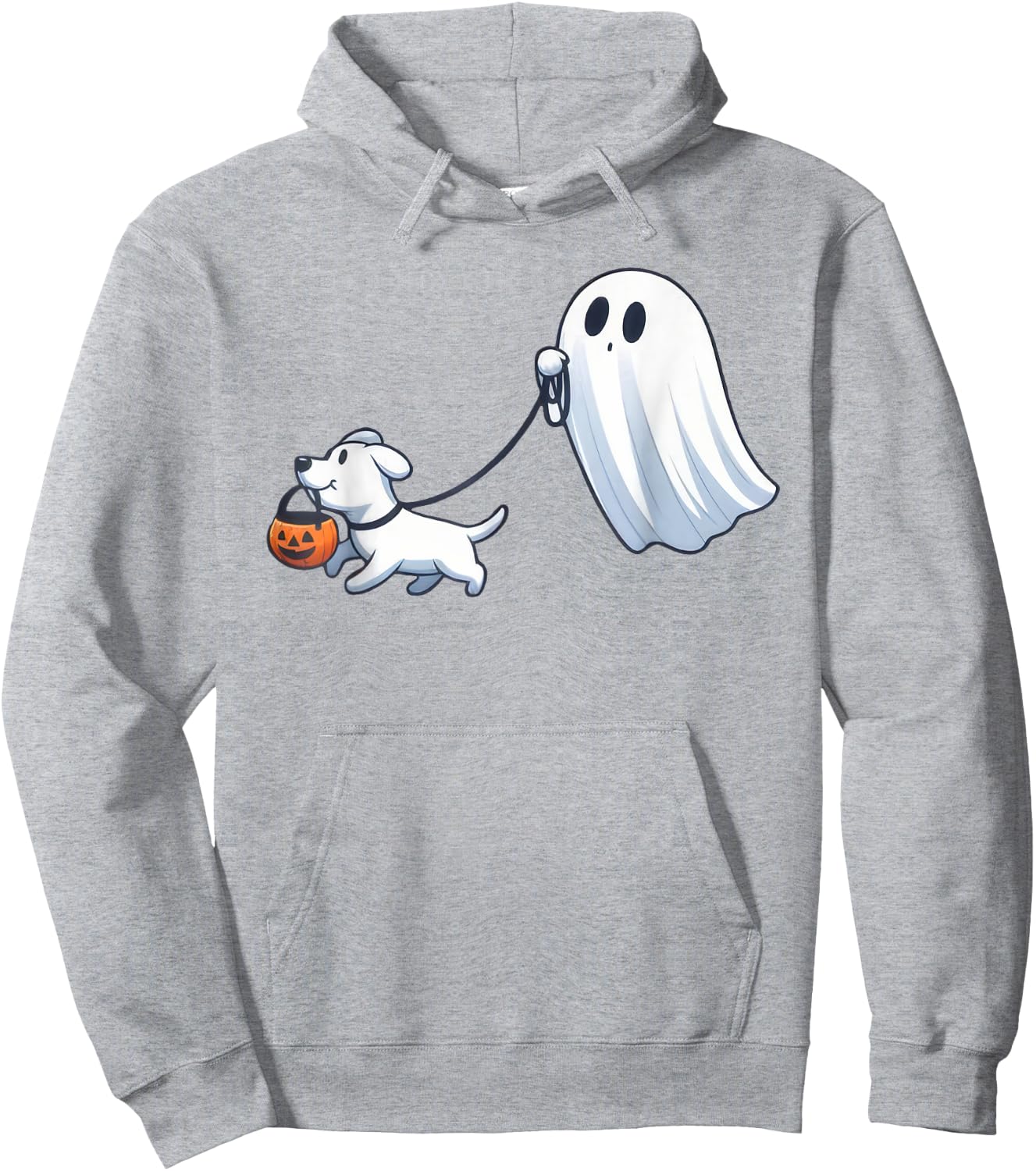 Ghost Walking Dog Ghost Dog Halloween Cute Spooky Dog Love Hoodie - Hoodie | Ash