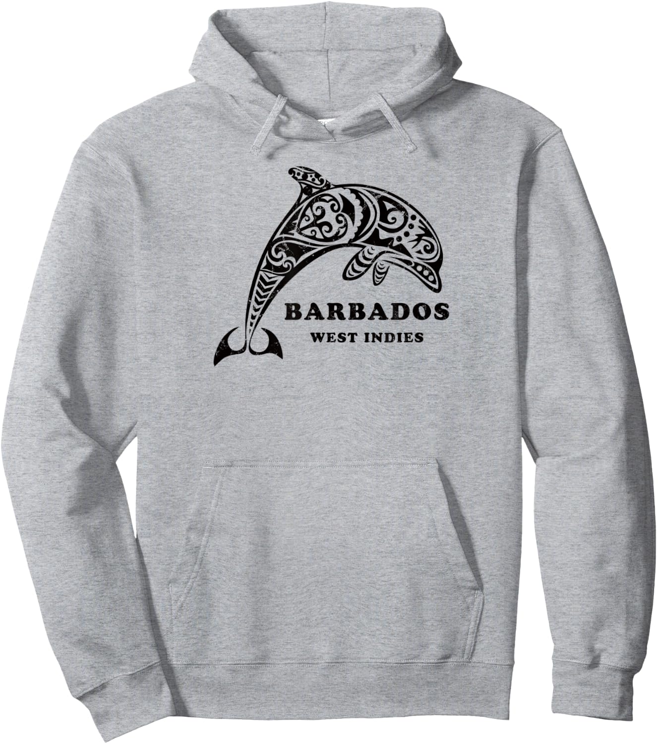Barbados, West Indies Vintage Tribal Dolphin Vacation Hoodie - Hoodie | Ash