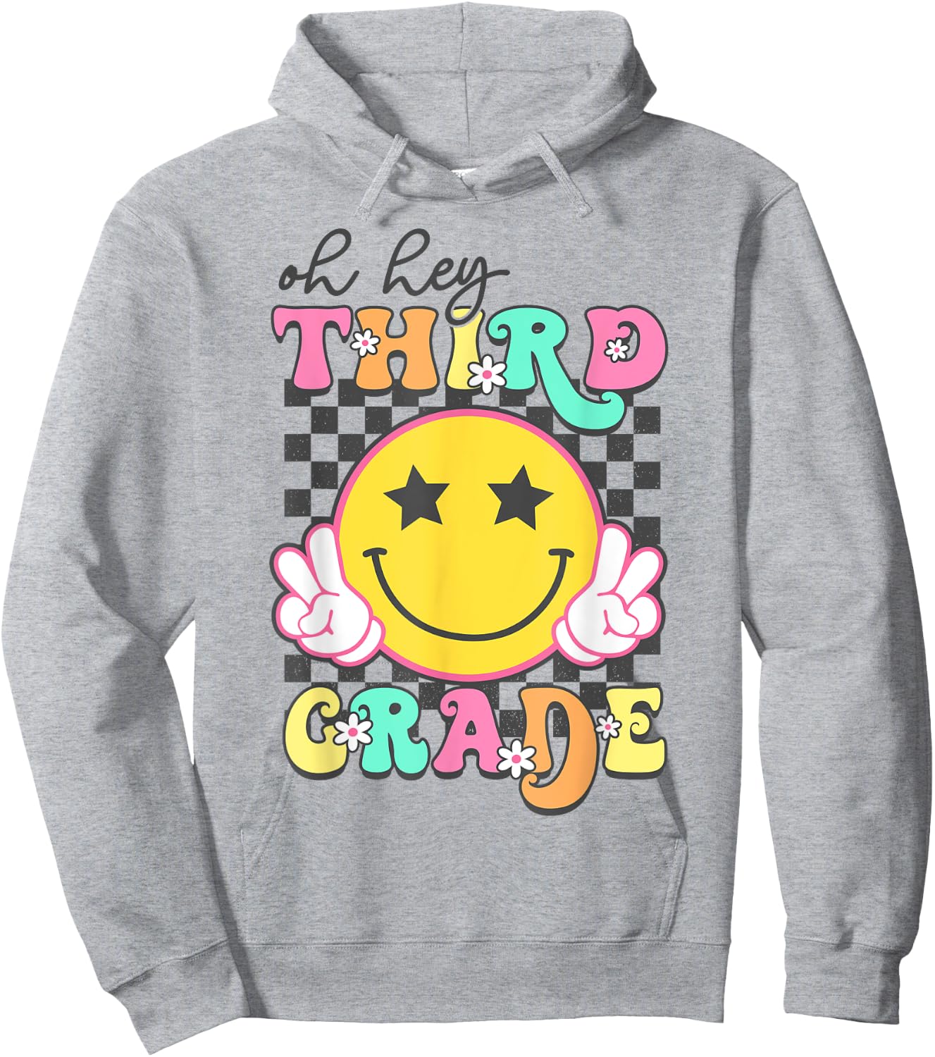 Oh Hey Third Grade Hippie Smile Face Teachers Students Kids Hoodie - Hoodie | Ash