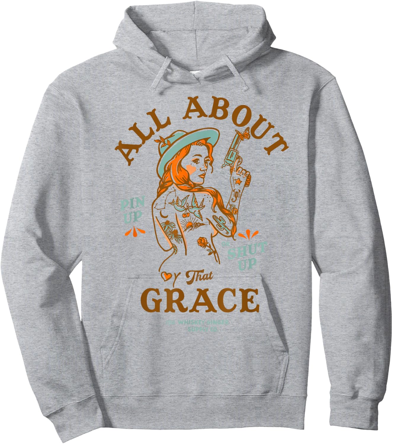 That Grace Women's Shirt Badass Redhead Tattoo Pin Up Girl Hoodie - Hoodie | Ash