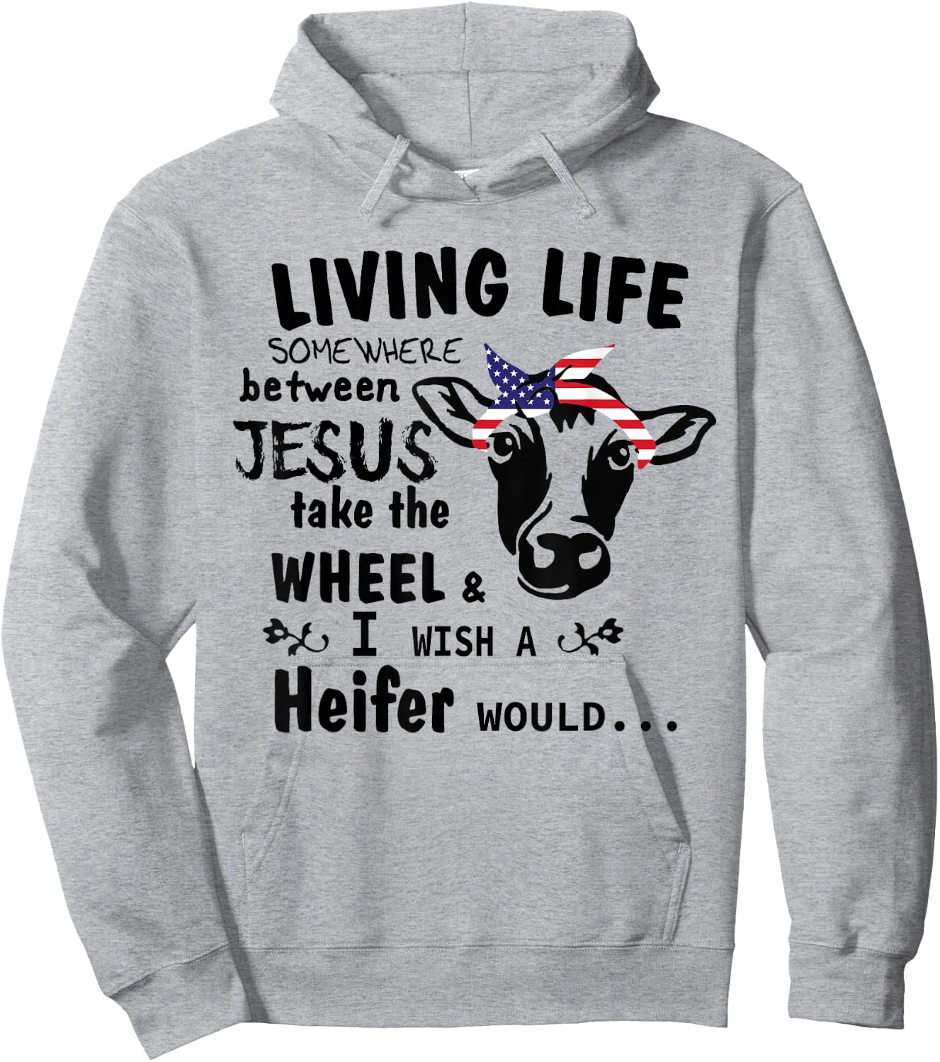 Living Life Somewhere Between Jesus Take The Wheel Farm Hoodie - Hoodie | Ash