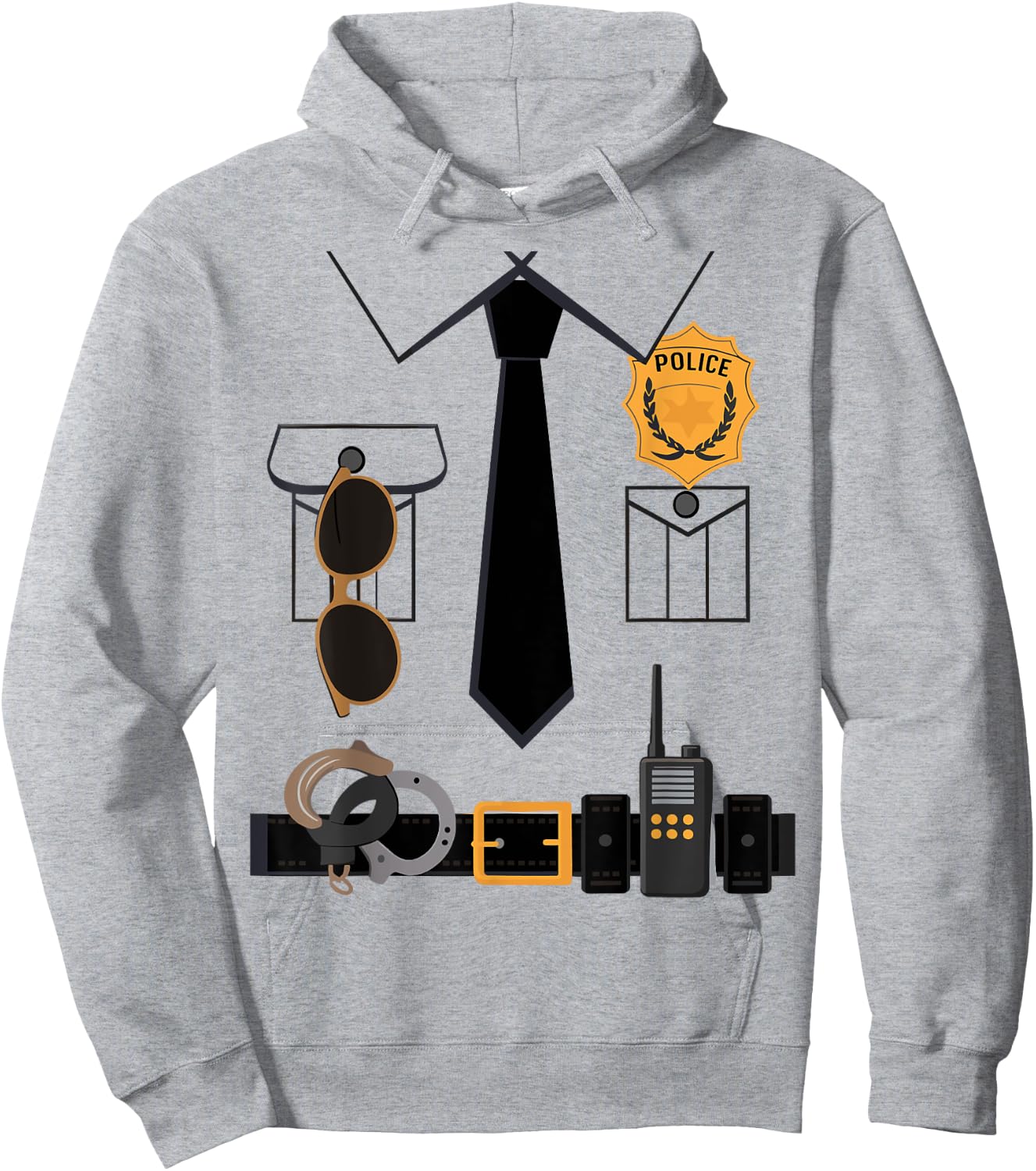 Police Costume For Kids & Adults Halloween Police Officer Hoodie - Hoodie | Ash