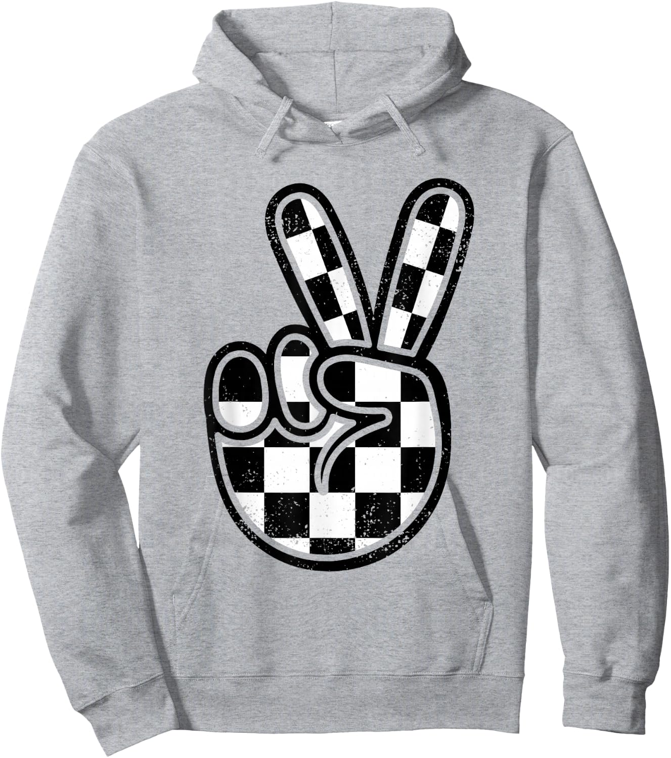 Checkered Peace Sign 60s 70s 80s Race Car Gamer Boys Toddler Hoodie - Hoodie | Ash