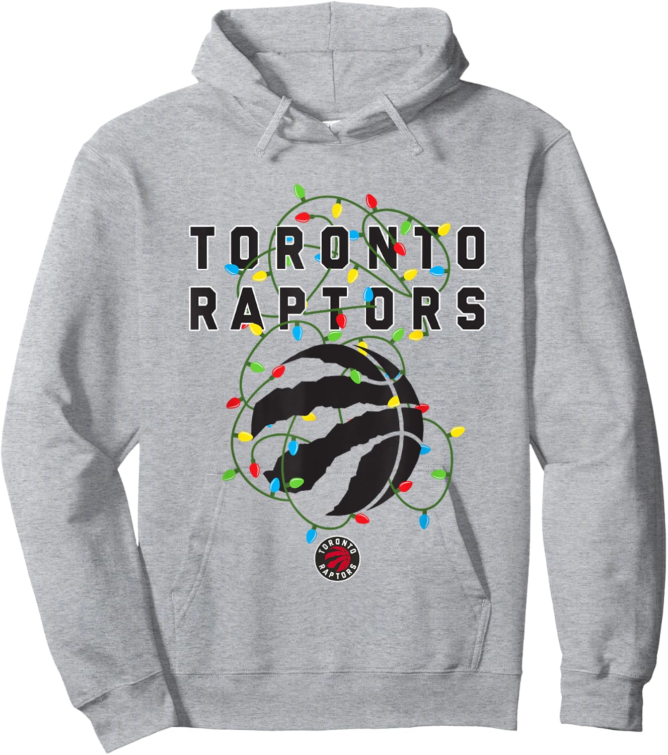 NBA Toronto Raptors Christmas Lights Holiday Logo Hoodie - Hoodie | Ash