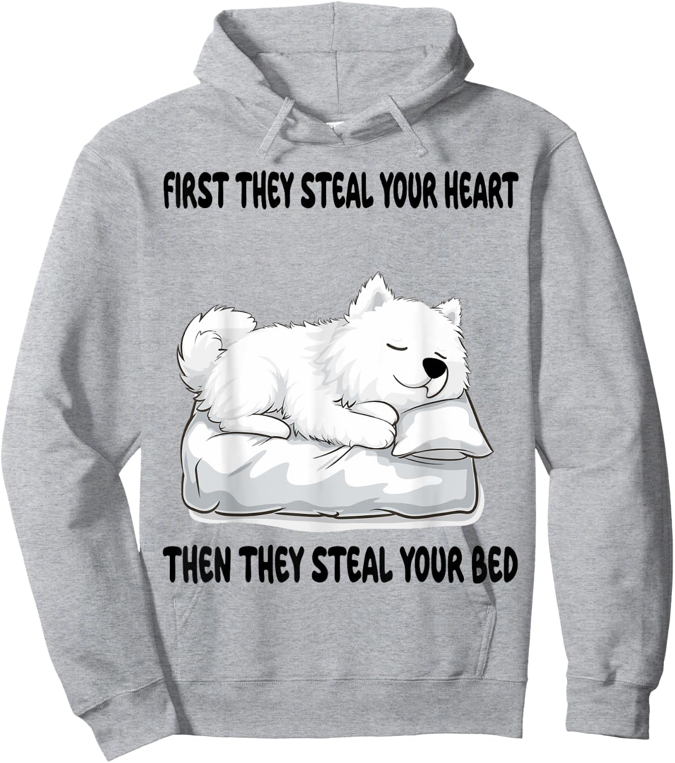 Samoyed Sleeping Pajamas Nightgown Hoodie - Hoodie | Ash