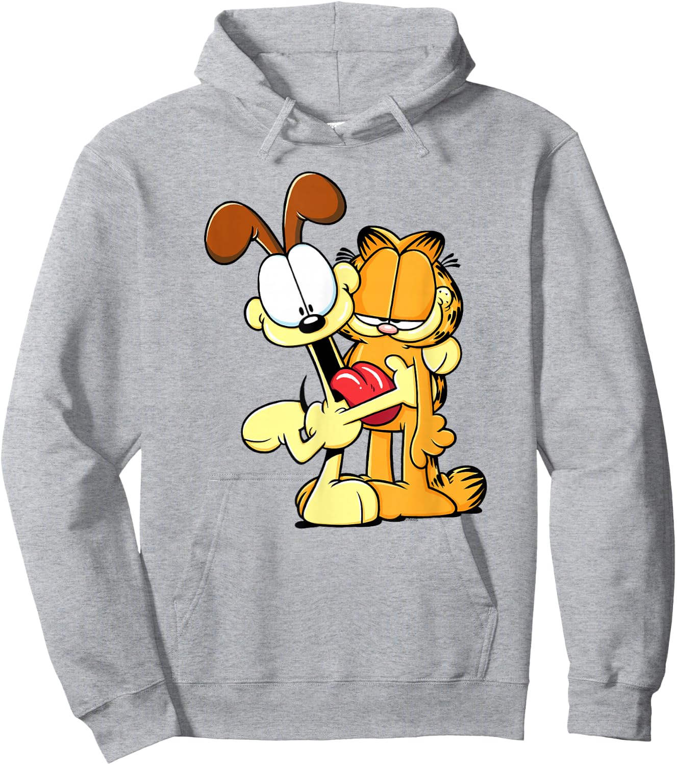 Garfield Cute Odie Hugging Garfield Love Cartoon Cat Hoodie - Hoodie | Ash