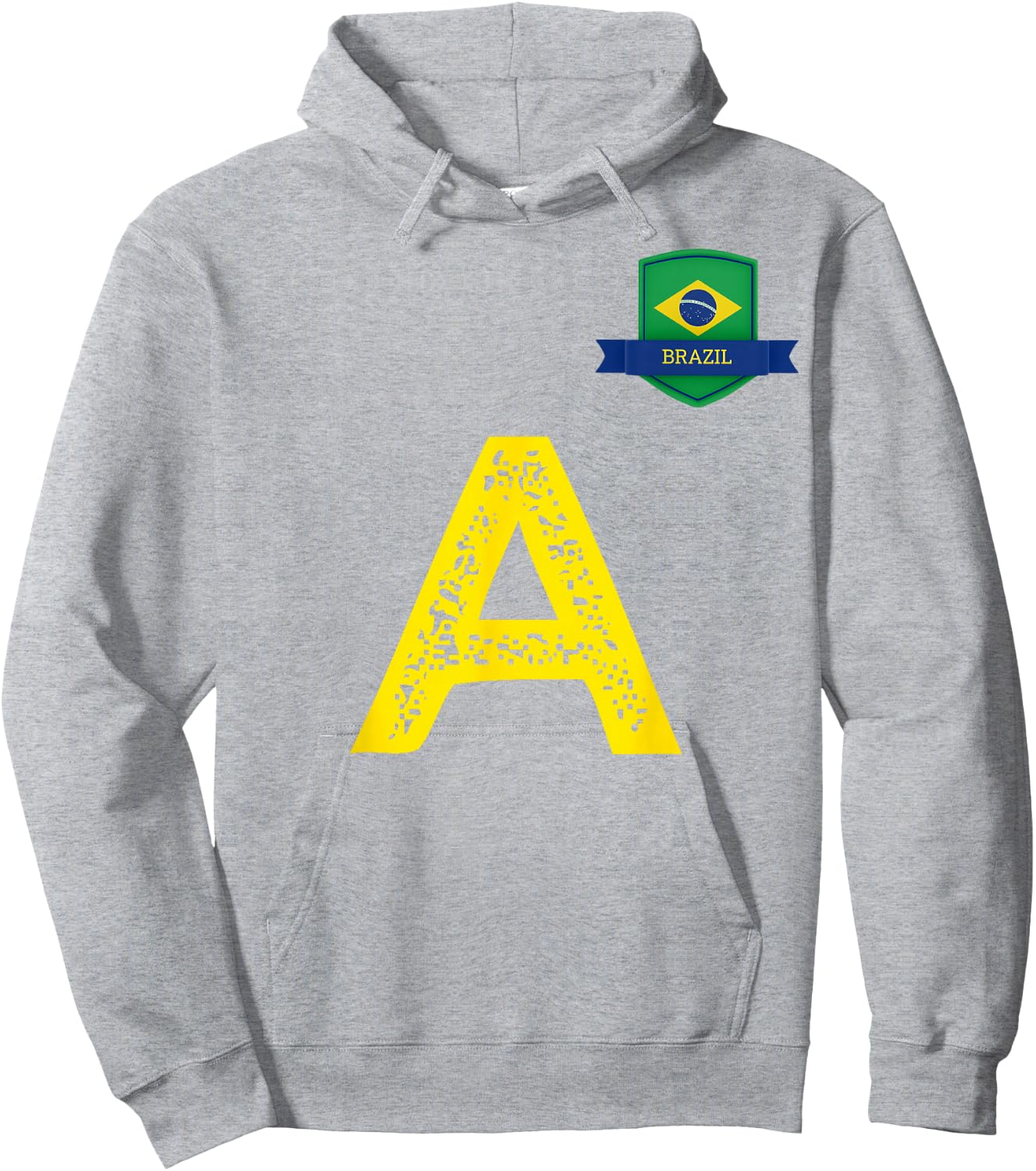 Brazil Human-Flag Letter A Brazil Hoodie - Hoodie | Ash