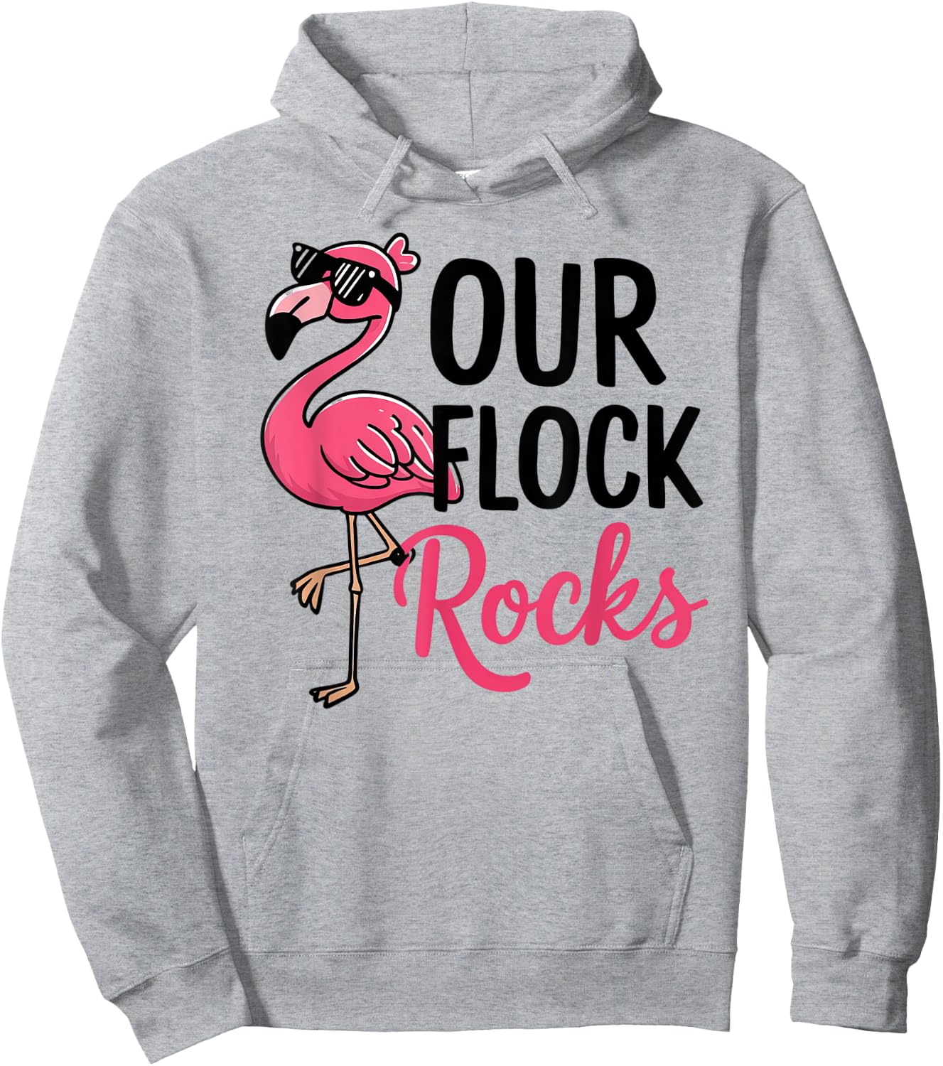 Our Flock Rocks Flamingo Shirt - Fun Group Matching Hoodie - Hoodie | Ash