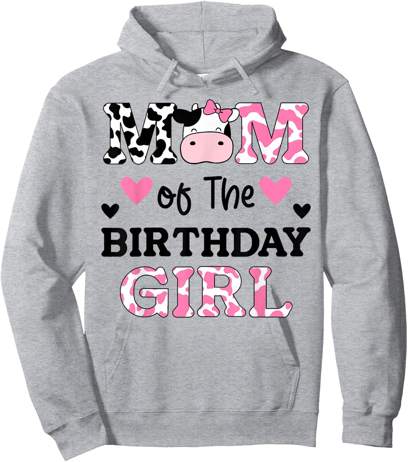 Mom of The Birthday Girl Shirt Farm Cow Mommy Mama 1st Hoodie - Hoodie | Ash