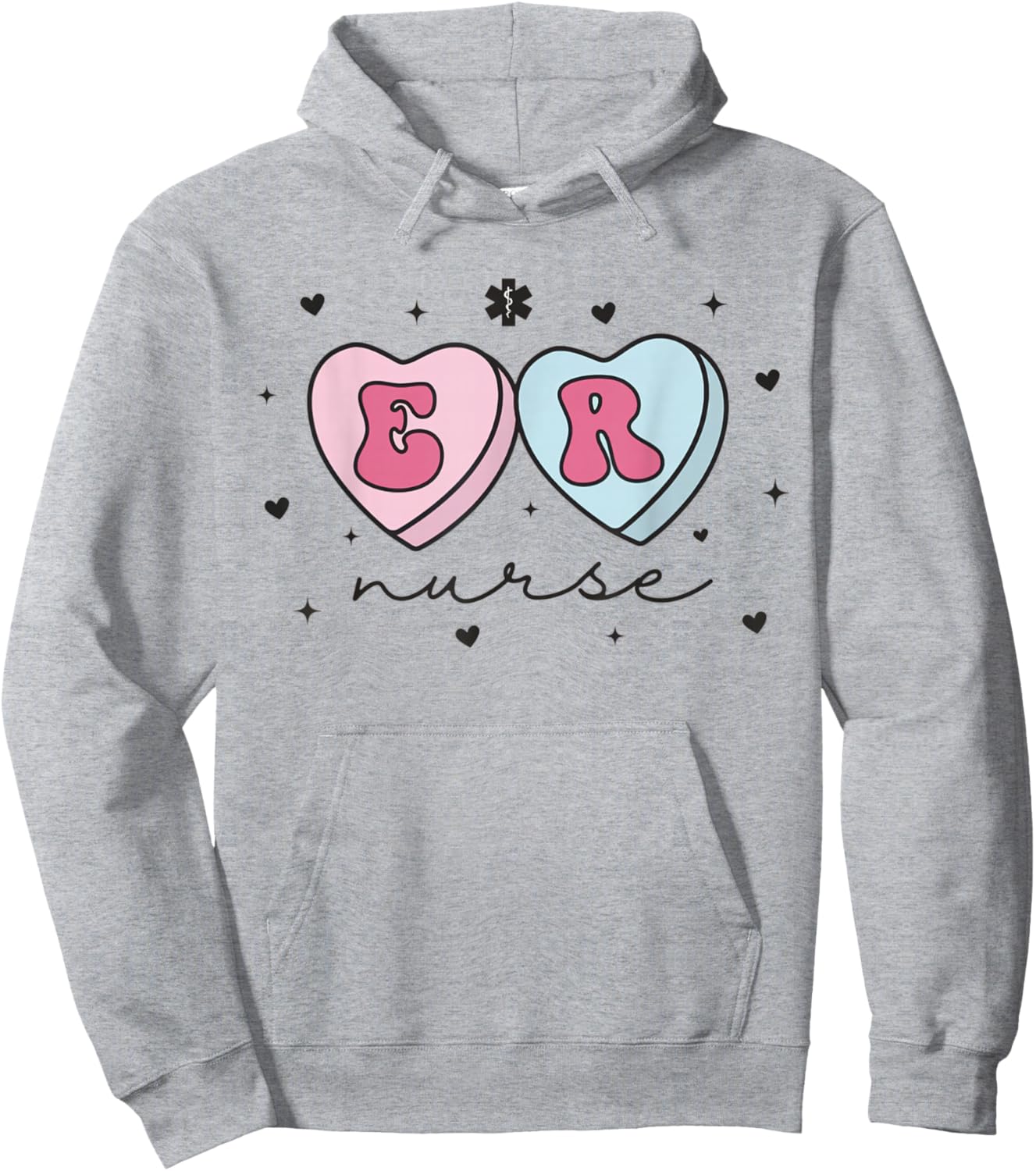 ER Nurse Valentine's Day Heart Candy Emergency Department ED Hoodie - Hoodie | Ash