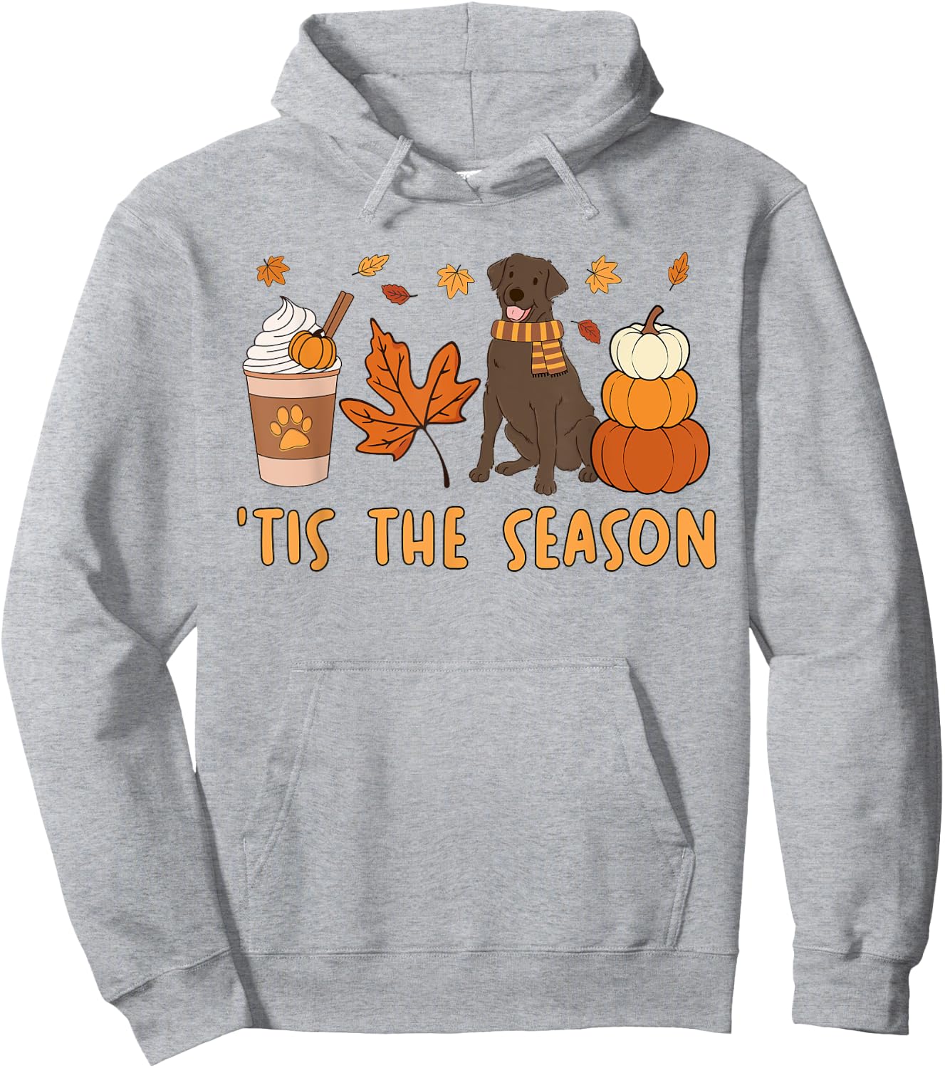 Tis The Season Labrador Retriever Fall Autumn Pumpkin Coffee Hoodie - Hoodie | Ash