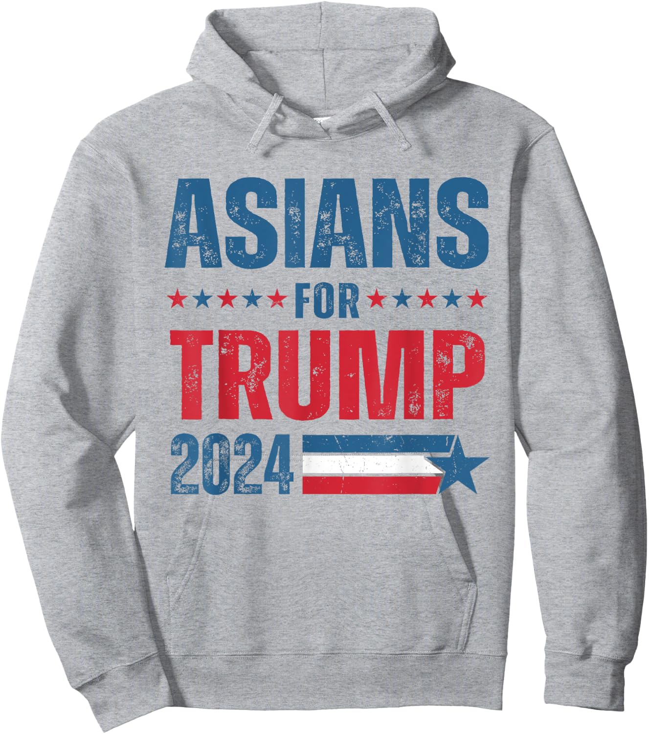 Asians For Trump 2024 Respublican US Flag Hoodie - Hoodie | Ash