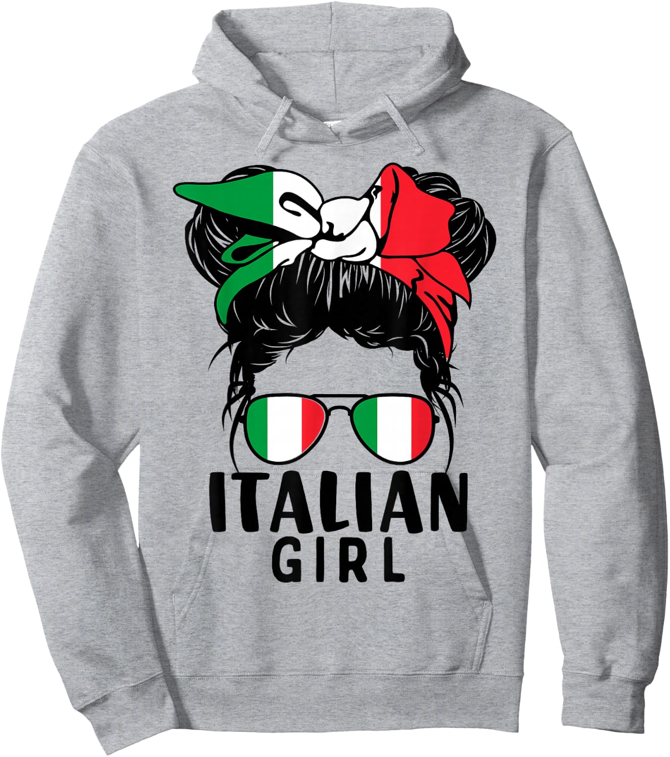 Italian Girl Messy Hair Italy Pride Patriotic Kids Hoodie - Hoodie | Ash