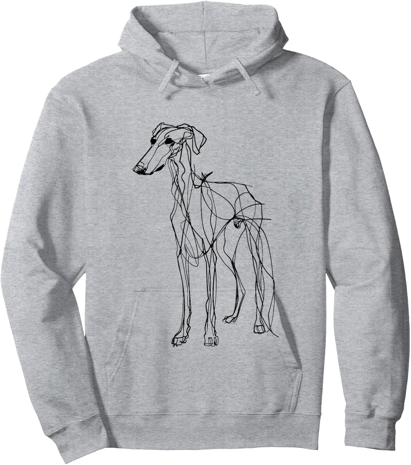 Silken Windhound Dog Line Art Minimalist Mom Dad Hoodie - Hoodie | Ash
