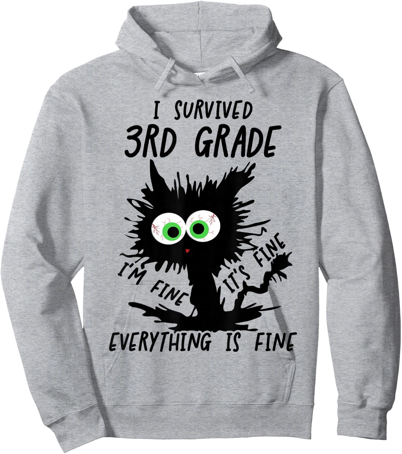I Survived Third Grade Cat Hoodie - Hoodie | Ash