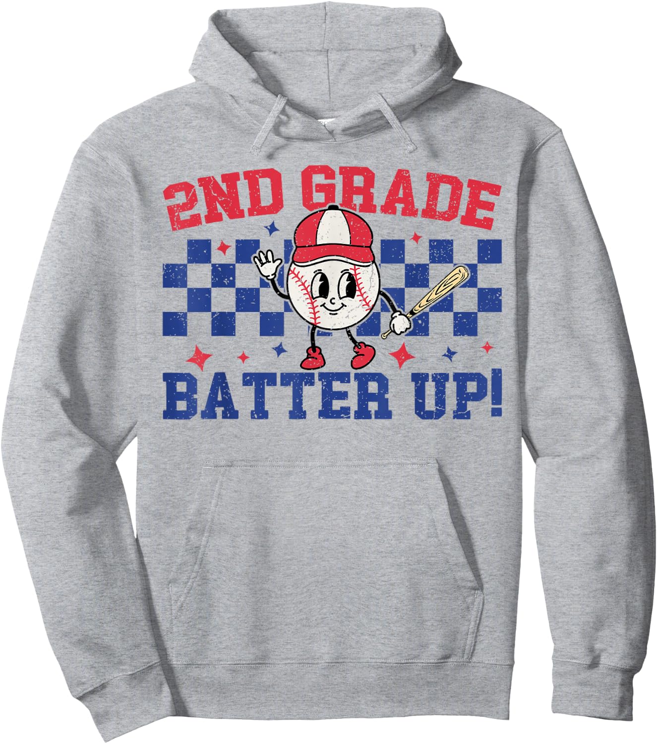 2nd Grade Batter Up Back To School Baseball Teacher Kids Hoodie - Hoodie | Ash