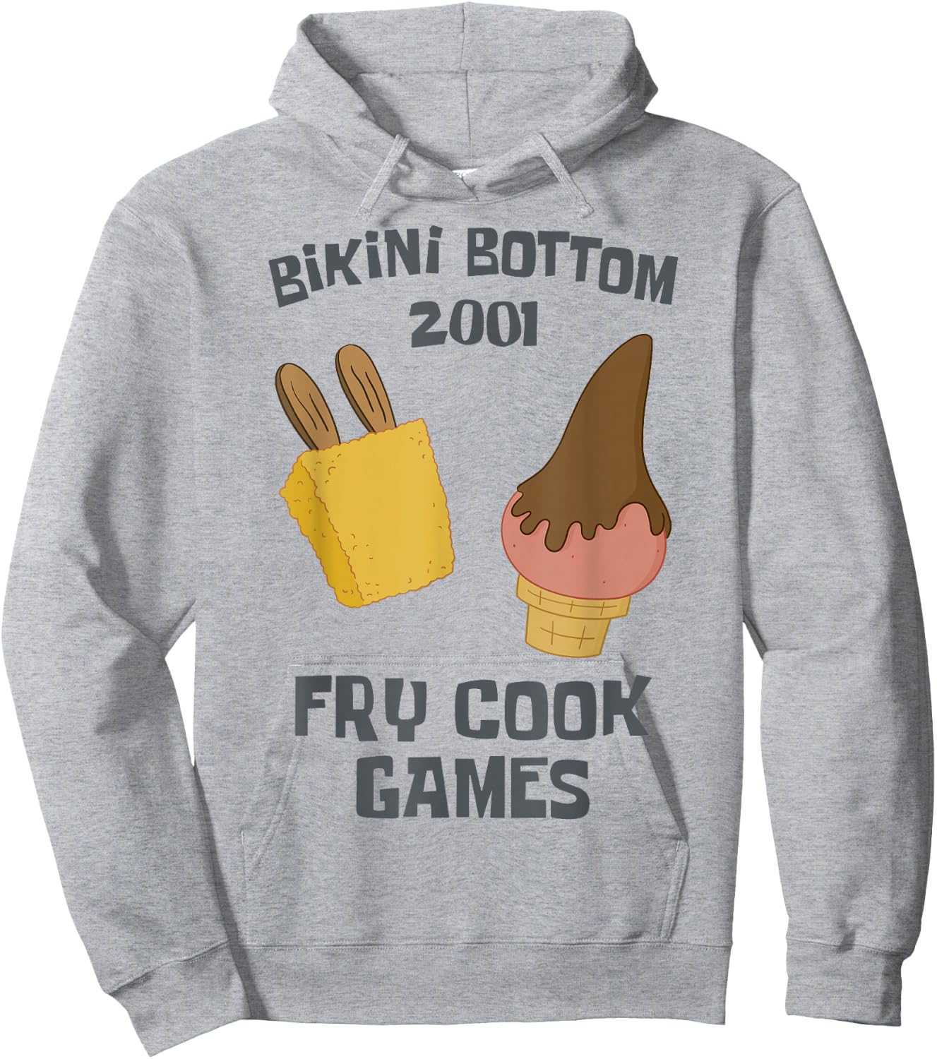 SpongeBob SquarePants Bikini Bottom 2001 Fry Cook Games Hoodie - Hoodie | Ash