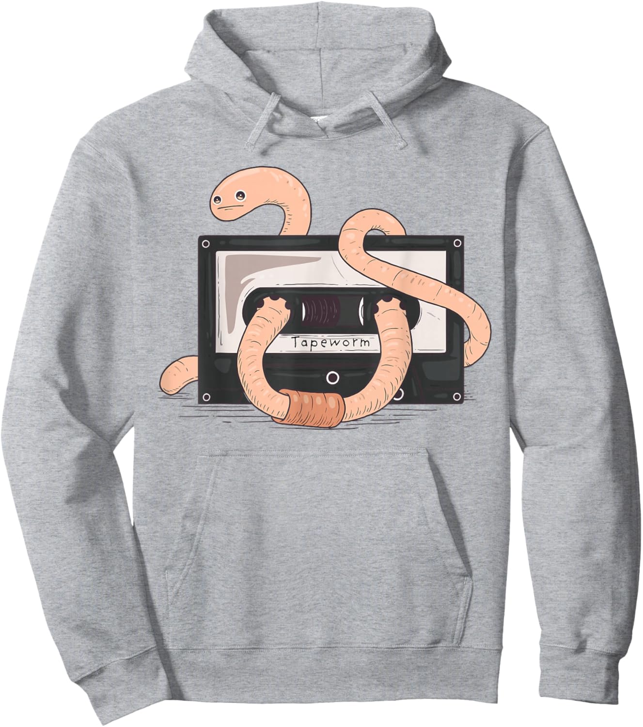 Tapeworm Cassette DJ Funny Unwind Music Cassette Worm Joke Hoodie - Hoodie | Ash