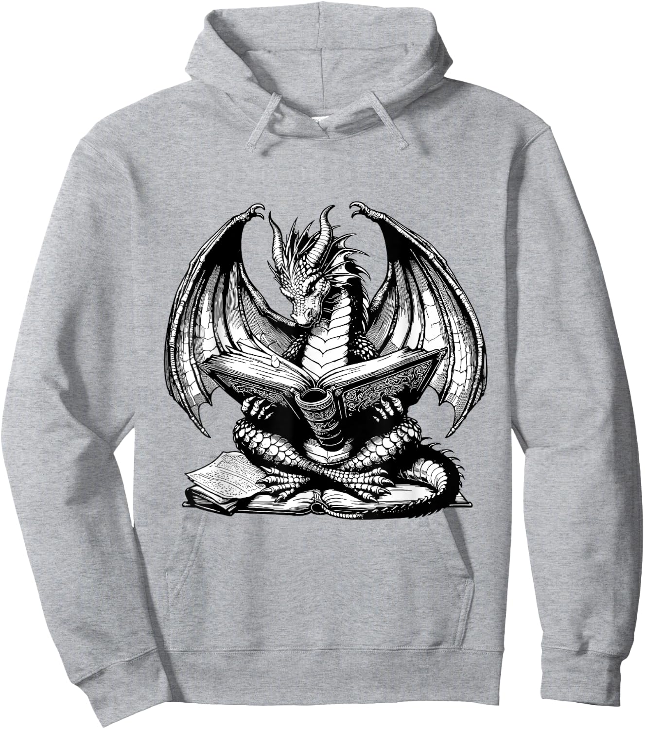 Dragon Reading Book Bookworm Books Dragon Lover Learning Hoodie - Hoodie | Ash