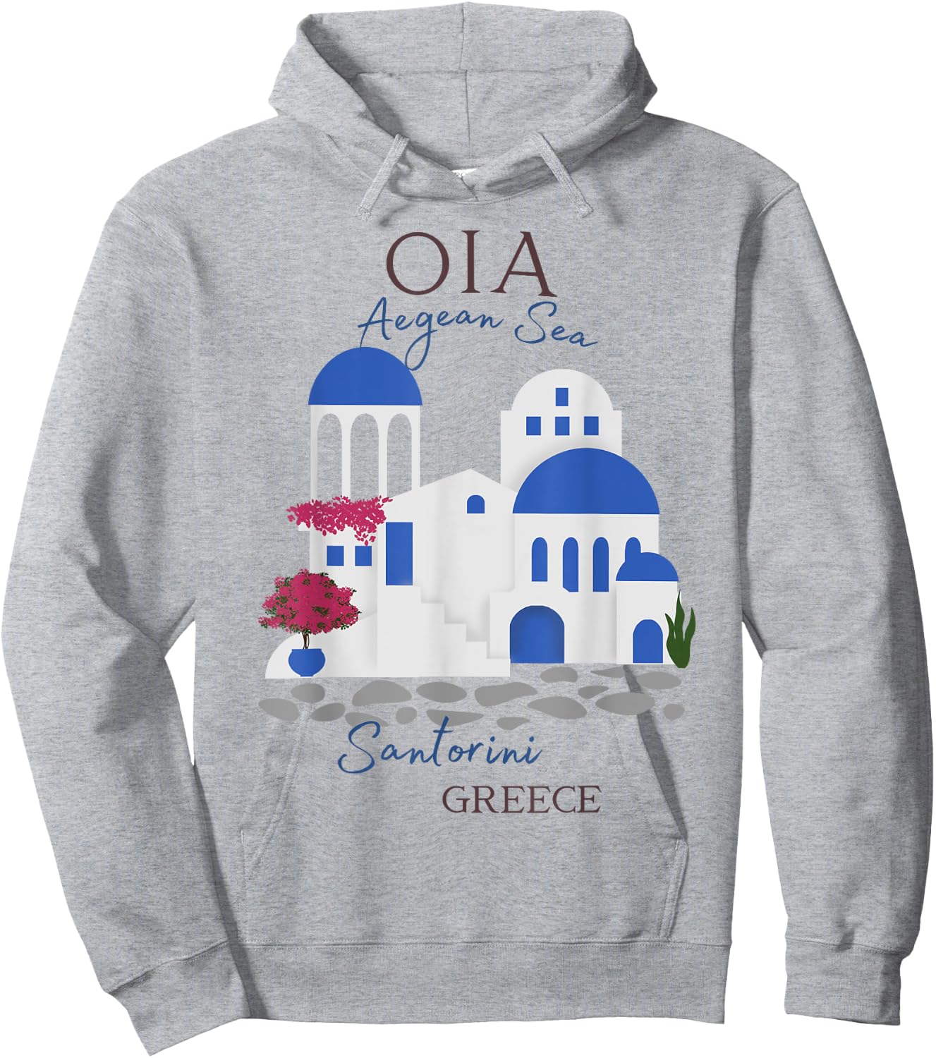 Travel Greek Island Santorini Greece Oia Village Blue Church Hoodie - Hoodie | Ash