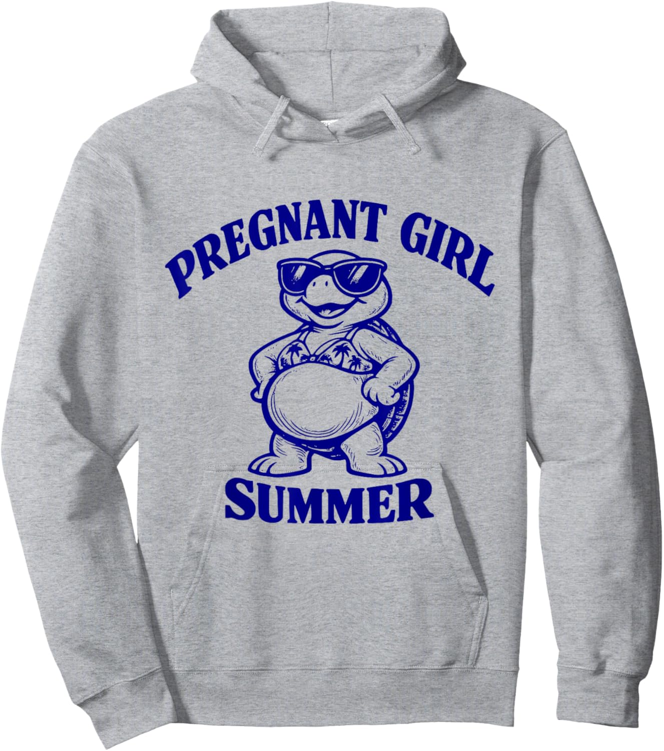 Retro Pregnant Frog Turtle Summer Vacation Mom to Be Graphic Hoodie - Hoodie | Ash