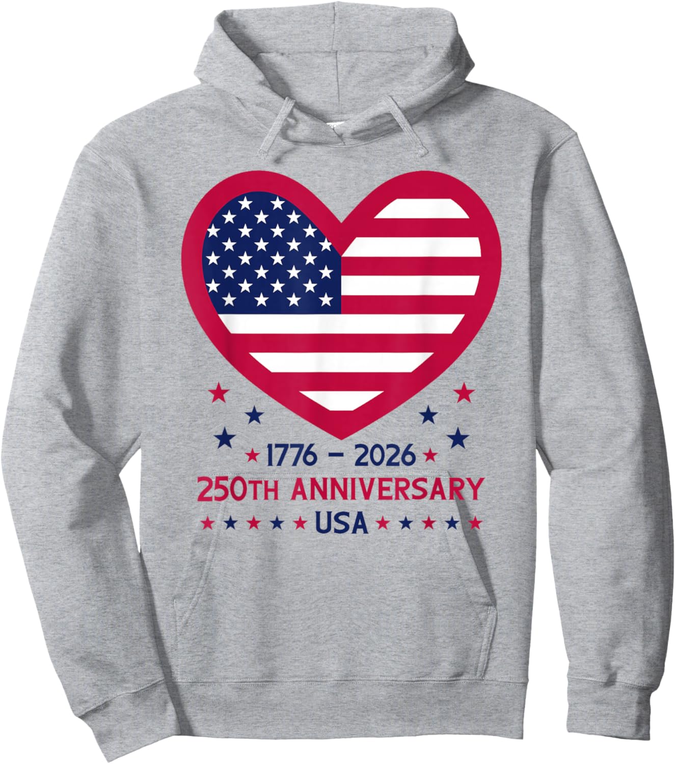 250th Anniversary USA American Flag Heart 250 Years America Hoodie - Hoodie | Ash