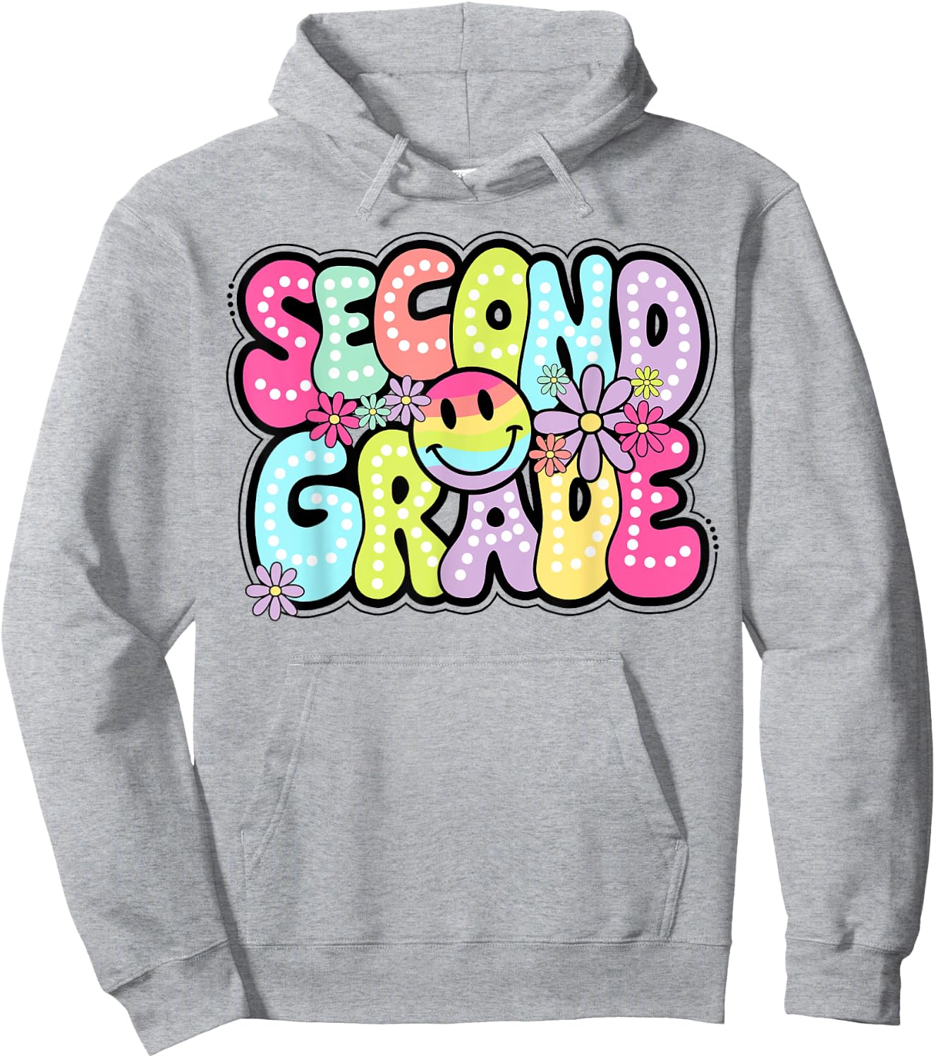 Second Grade Groovy Happy First Day Of School Bright Dots Hoodie - Hoodie | Ash