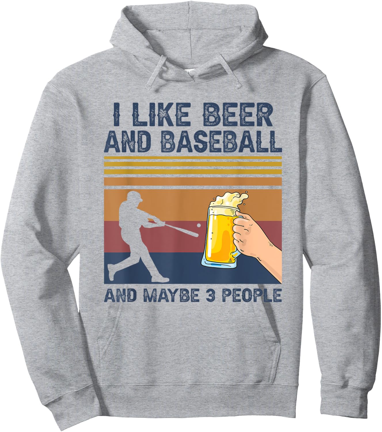 I Like Beer and Baseball and Maybe 3 People Funny Gift Hoodie - Hoodie | Ash