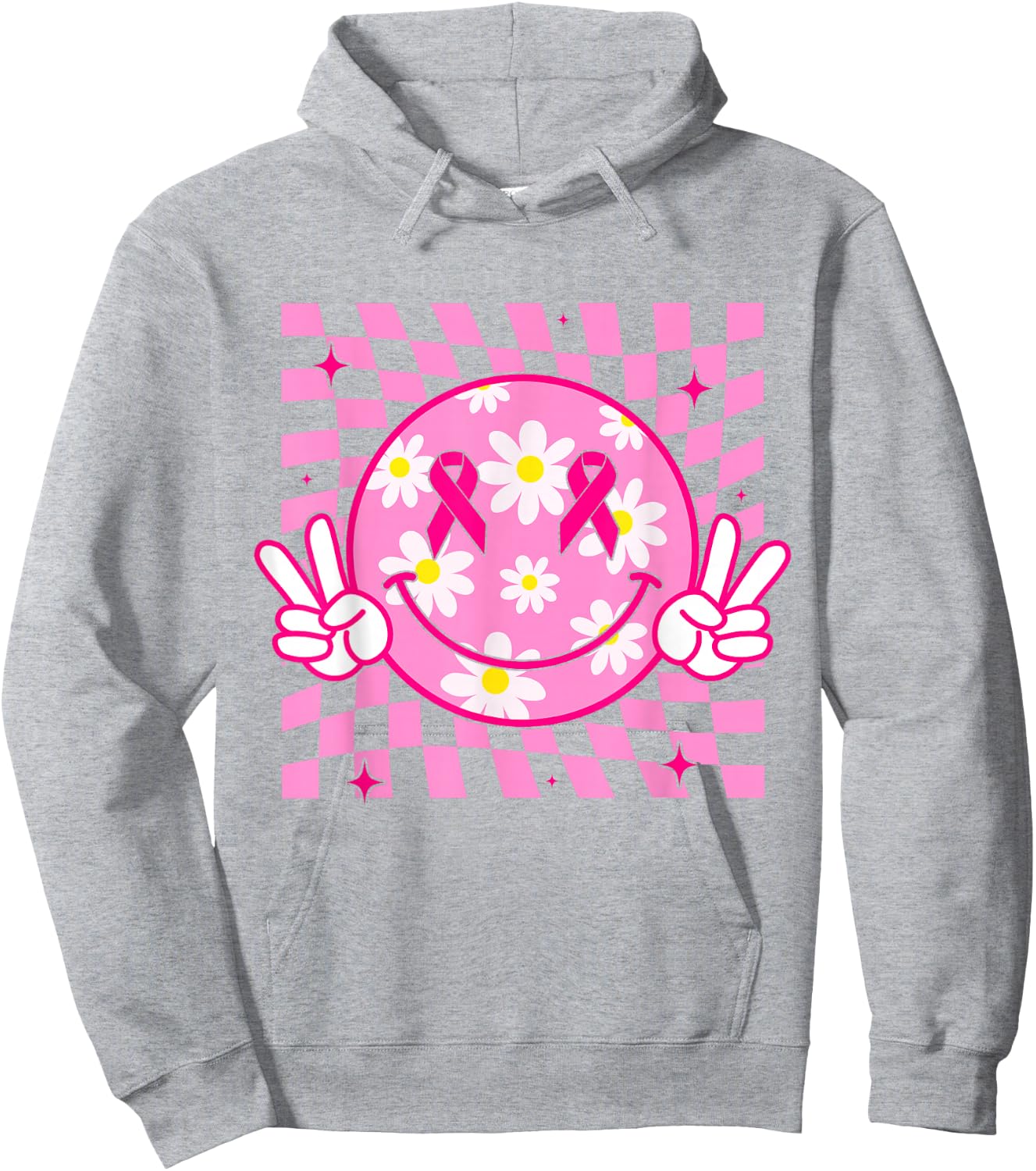 Breast Cancer Shirt Women Smile Face Breast Cancer Awareness Hoodie - Hoodie | Ash