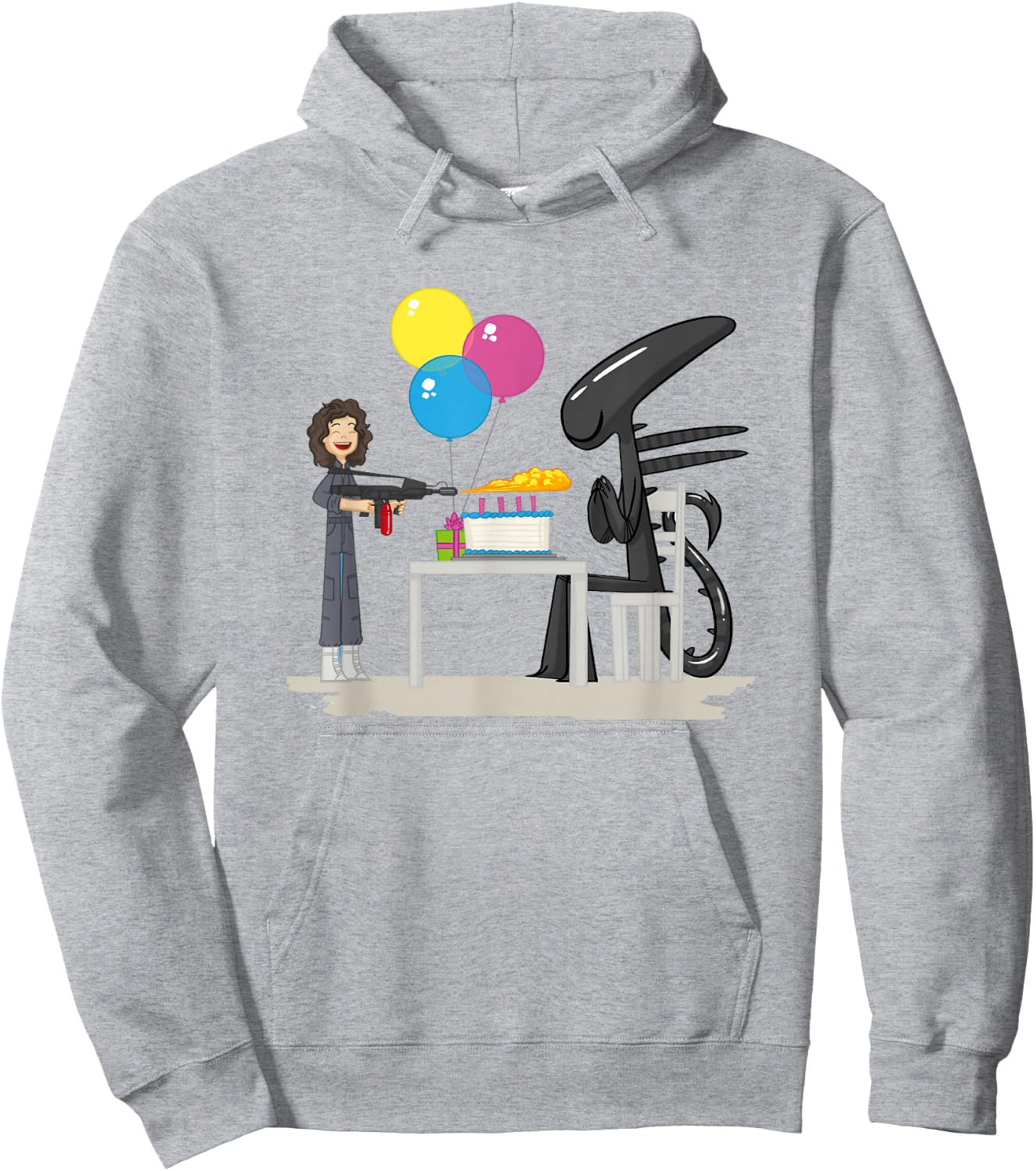 Aliens Happy Birthday Xen Cute Animated Big Chest Logo Hoodie - Hoodie | Ash