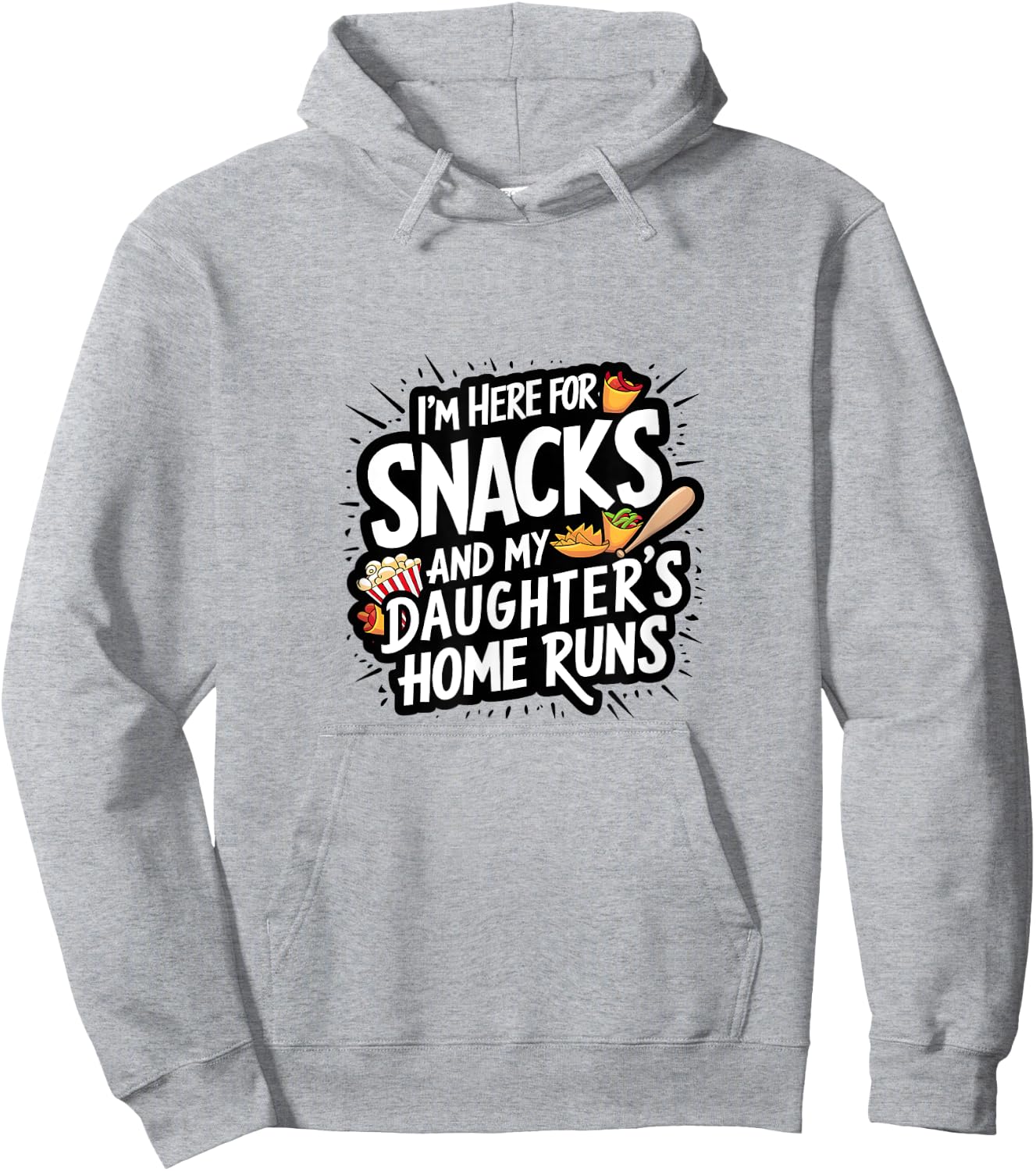 Softball Dad Snacks and Daughter Home Runs Funny Hoodie - Hoodie | Ash