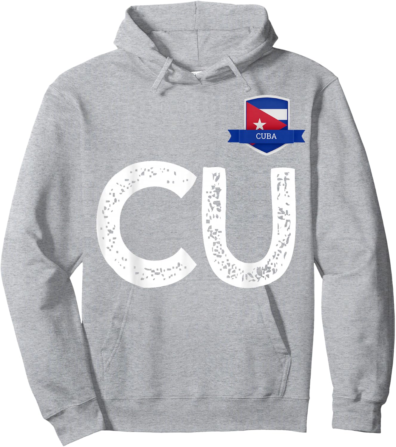 Cuba Human-Flag Letter C and U Cuban Hoodie - Hoodie | Ash