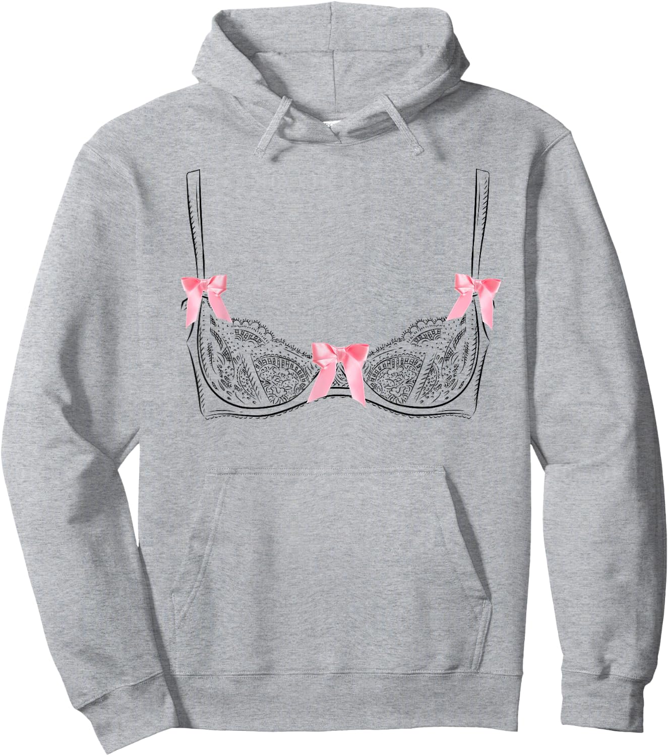 Graphic Lingerie Bra Hoodie - Hoodie | Ash