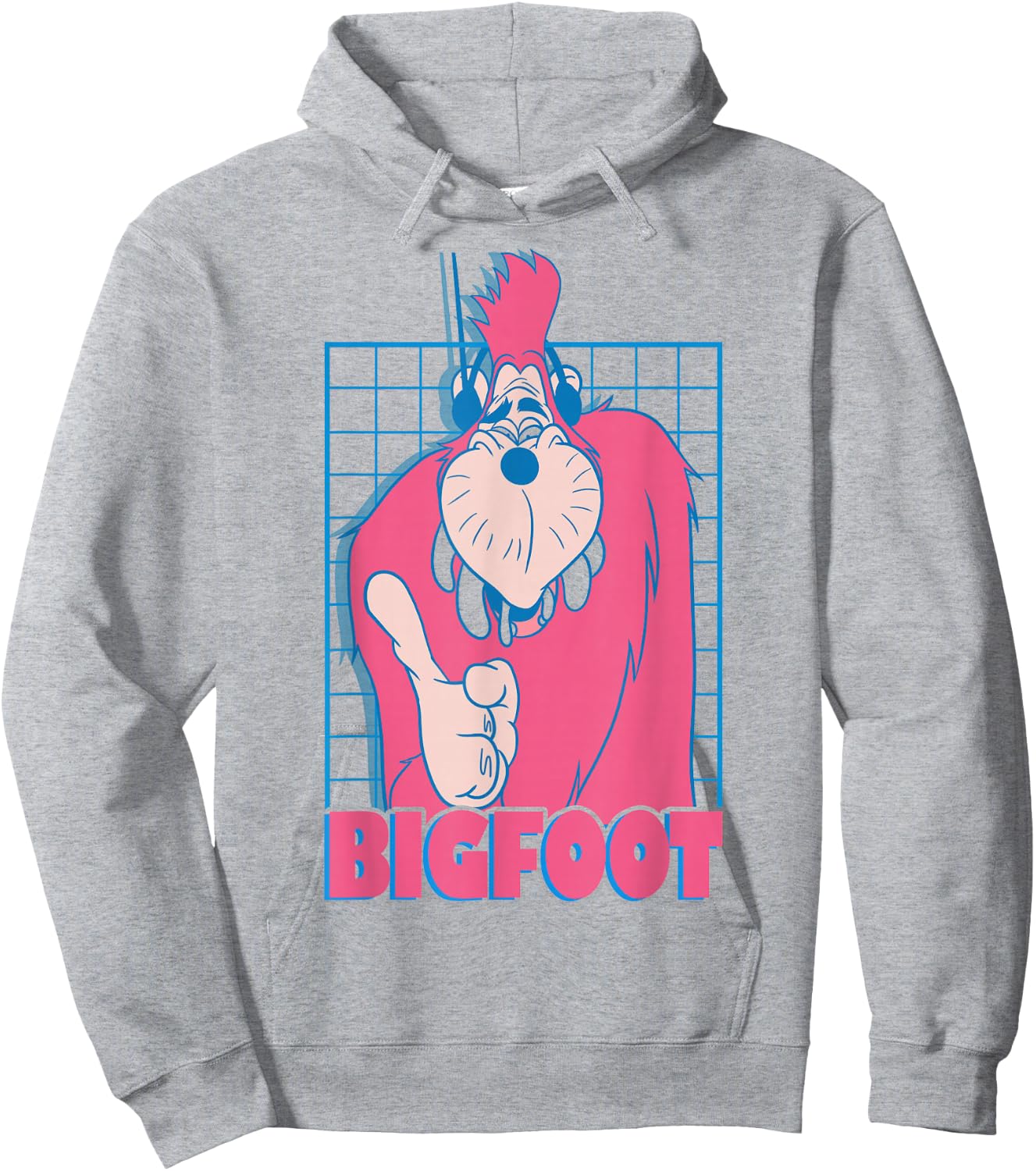 Disney A Goofy Movie Retro Vintage Neon Bigfoot Grid Hoodie - Hoodie | Ash