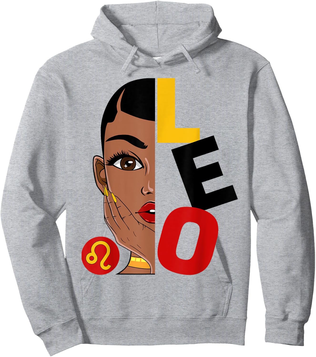 Leo Queen Short Hair Black Woman Girl Zodiac Sign Hoodie - Hoodie | Ash