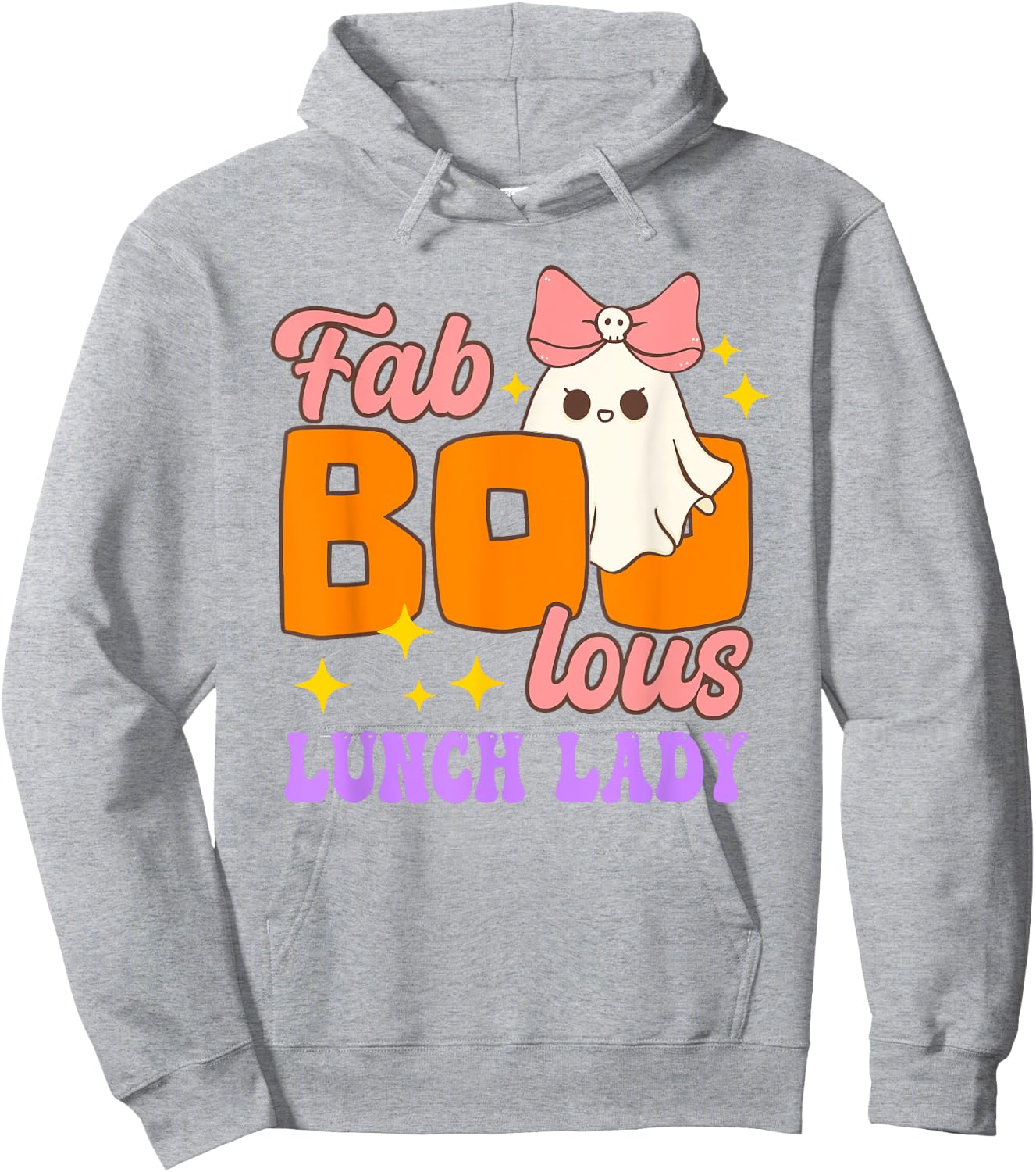 Cute Fab Boo Lous Lunch Lady Ghost Pumpkin Spooky Halloween Hoodie - Hoodie | Ash