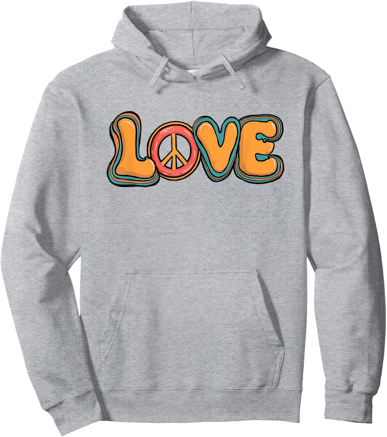 Cute LOVE Retro Hippie Theme 60's 70's Peace Sign LOVE Hoodie - Hoodie | Ash
