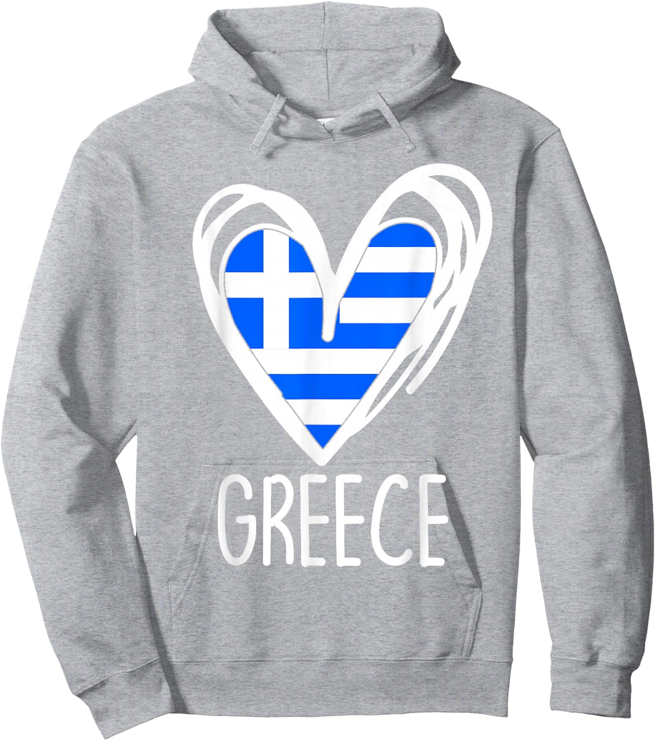 Greece Flag Heart Graphic Patriotic Greek Pride Kids Girl Hoodie - Hoodie | Ash