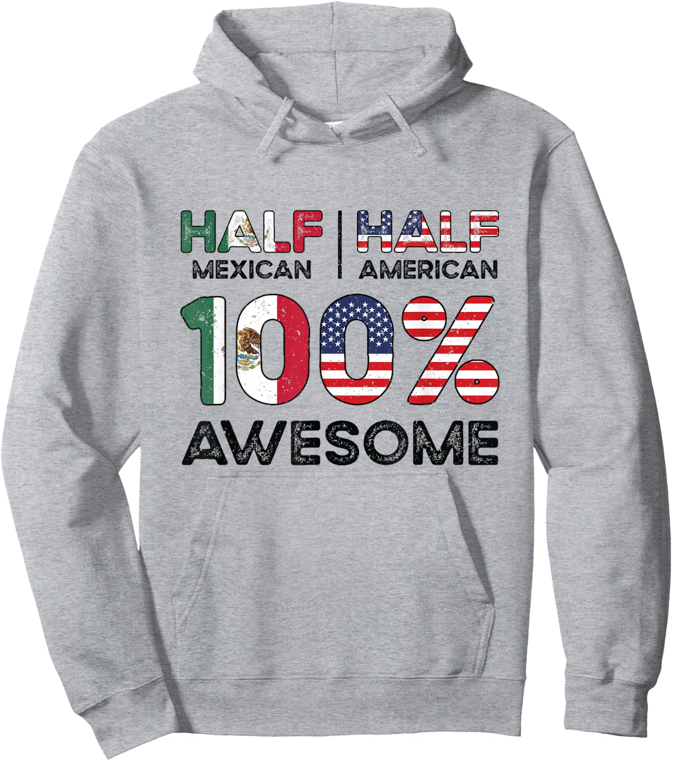 Mexican American Patriot USA Grown Mexico US Flag Hoodie - Hoodie | Ash