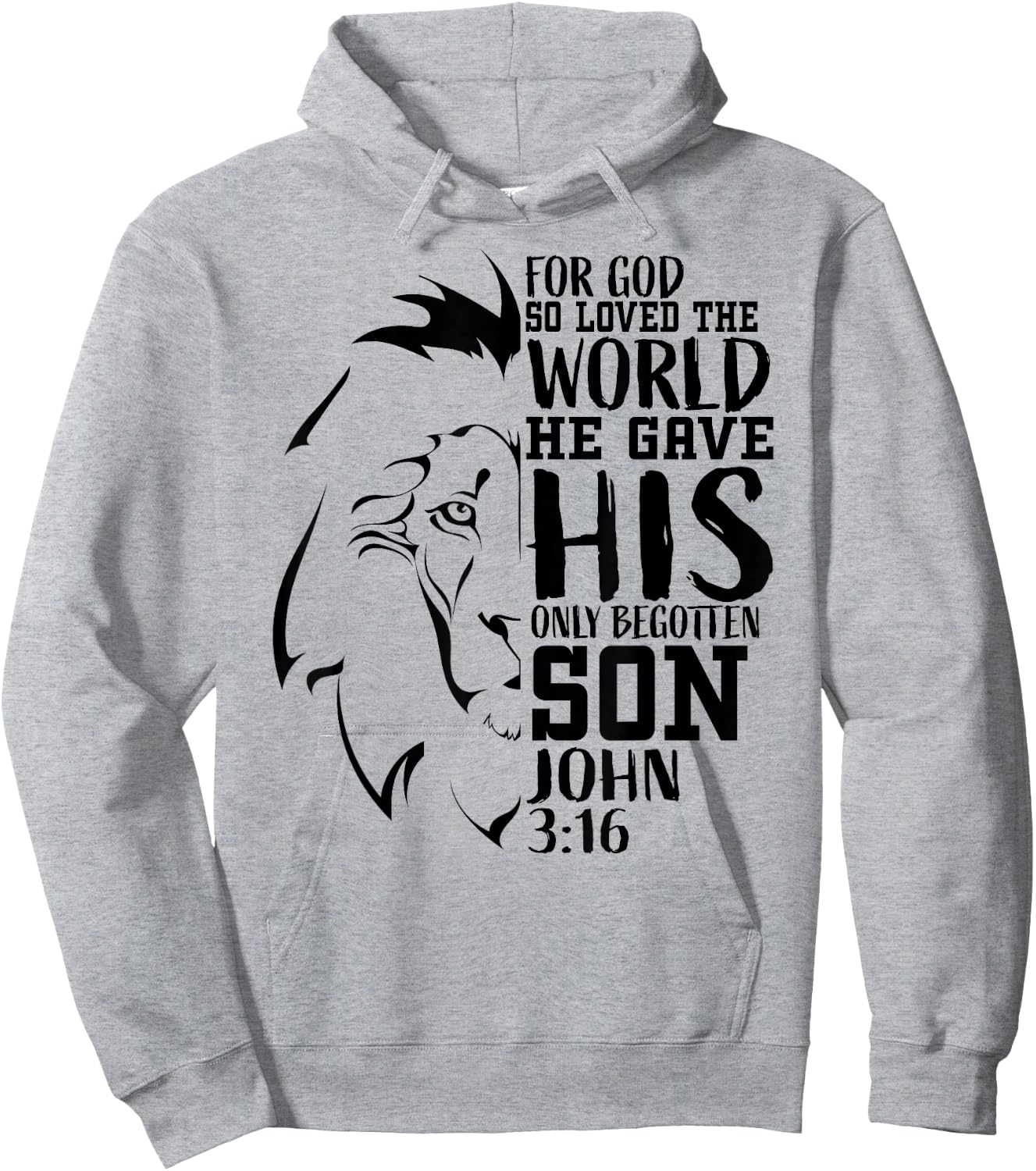 Christian Shirts Men Lion Bible Verse Shirt Gifts John 3:16 Hoodie - Hoodie | Ash