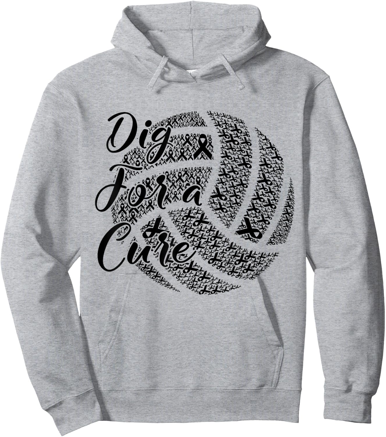 Dig For A Cure Breast Cancer Awareness Volleyball Pink Hoodie - Hoodie | Ash