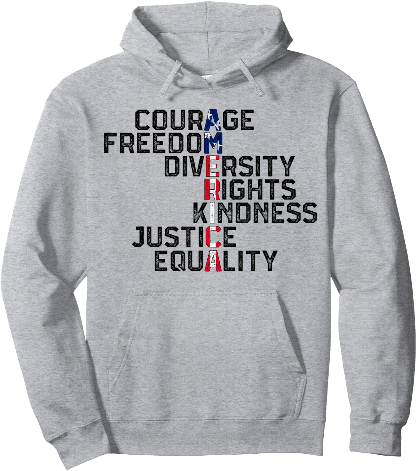 Courage Freedom Diversity Rights Kindness Justice Equality Hoodie - Hoodie | Ash