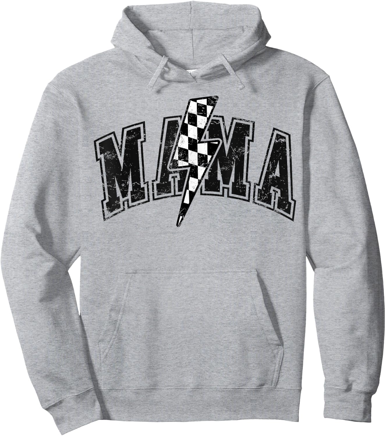 Mama Lightning Bolt Checkered Mother's Day Varsity For Mom Hoodie - Hoodie | Ash